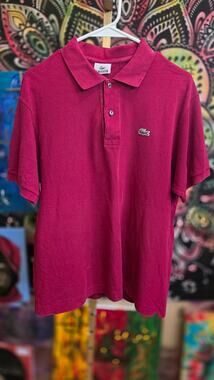 Lacoste Classic Fit Pique Polo Shirt Maroon Magenta Size 5 Large Euro Import